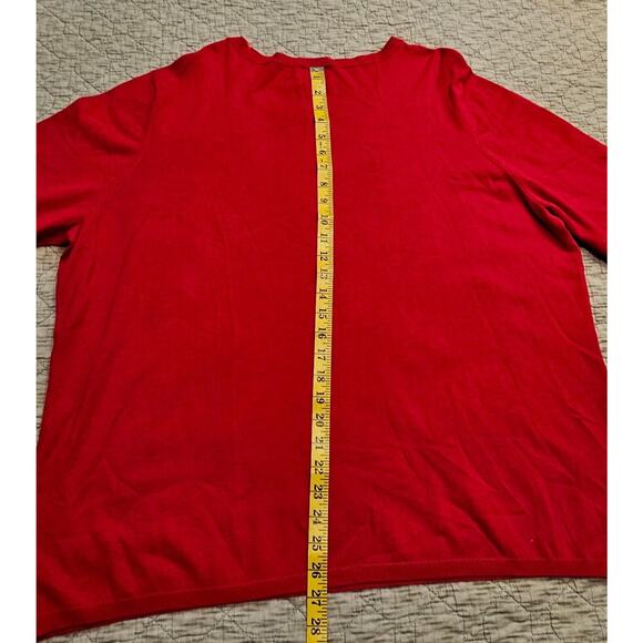 Red Sequined Sweater Womens Sz 3X Ruby Rd 3/4 Sleeve Knit Preppy Holiday - Picture 7 of 10